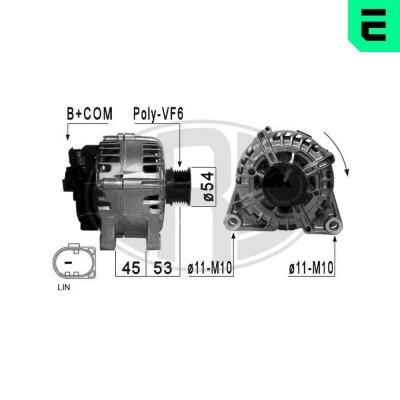 Kuva ERA 210876 Laturi 14V 120A VOLVO: V50, S40 II, C30, FORD: FOCUS 3, Tourneo Connect / Grand V408 Farmari, Transit Mk2 Farmari