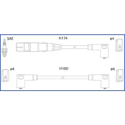 Kuva HITACHI 134808 Sytytysjohto VOLKSWAGEN: GOLF 3, Corrado, 3 Variant