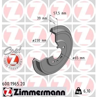 Kuva ZIMMERMANN COAT Z 600.1965.20 Jarrurumpu 290 SKODA: Octavia 1 Combi, I Hatchback