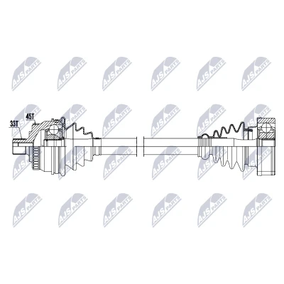 Kuva Vetoakseli, Etuakseli, oikea AUDI A4 B5, B5 Avant, VW PASSAT Variant, B5.5, B5.5 Variant OE 8D0407272AP, 8D0407452V