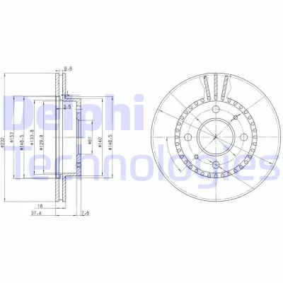 Kuva DELPHI BG3206 Jarrulevyt 232 18 4 Tuuletettu rasvattu käsittelemätön ilman pyöränlaakeria, ABS sensorirengasta NISSAN: ALMERA 1