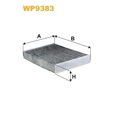 Kuva WIX FILTERS WP9383 Raitisilmasuodatin Aktiivihiilisuodatin 259mm 191mm 38mm RENAULT: MEGANE 3 Grandtour, Trafic 3, GRAND SCENIC
