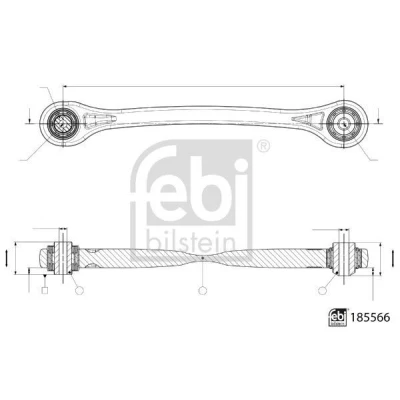 Kuva FEBI BILSTEIN 185566 Alatukivarsi laakerilla Taka akseli, vasen, Edessä, Alla, Ulompi Poikittaistukivarsi Alumiini AUDI: Q7, Q5, e tron Sportback