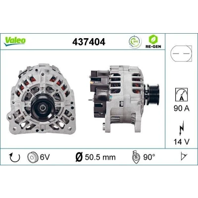 Kuva VALEO 437404 Laturi 14V 90A VOLKSWAGEN: Multivan 5 (7HM, Transporter 5, Passat B6 Variant, AUDI: A4 B5 Avant, A3 Hatchback, Sportback