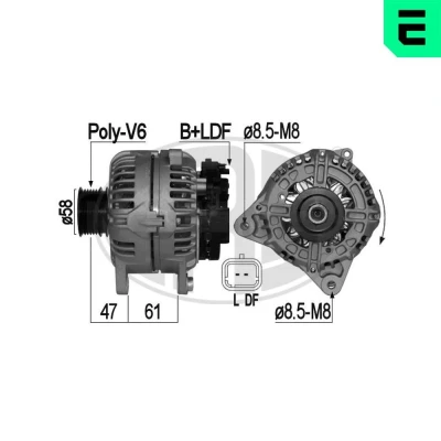 Kuva ERA 209072A Laturi 14V 155A RENAULT: MEGANE 2 Kombi, GRAND SCENIC 2, DACIA: Duster SUV