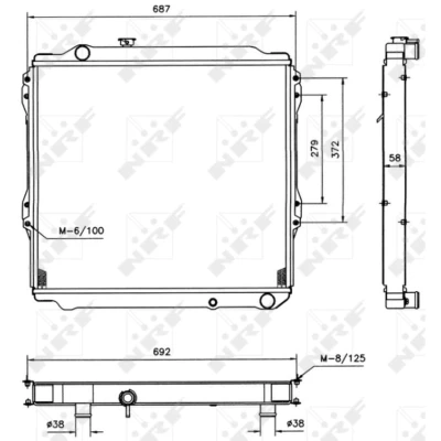 Kuva NRF 52088 Jäähdytin Alumiini 638 575 32 Jäähdytysrivat juotetut TOYOTA: Land Cruiser Prado 90