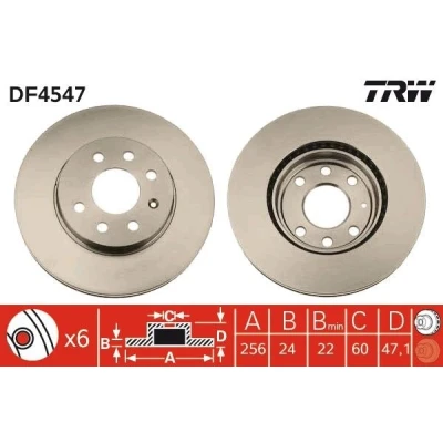 Kuva TRW DF4547 Jarrulevyt 256 24 6 100 Tuuletettu Lakattu