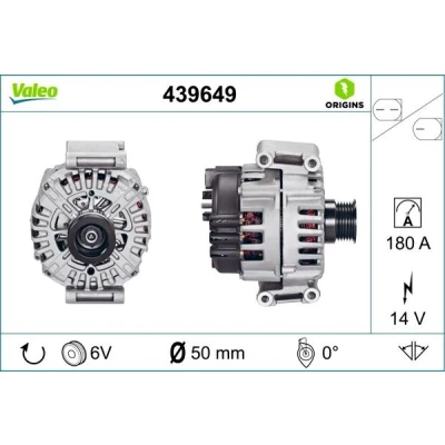 Kuva Laturi 14V 180A Valeo 439649 mercedes benz OE 0131543502, 0141540402, 131543502