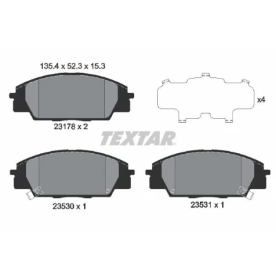 Kuva TEXTAR 2317801 Jarrupalat akustisella kulumavaroittimella Tarvikkeilla HONDA: CIVIC 8 Hatchback, 7 Hatchback