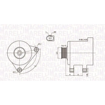 Kuva MAGNETI MARELLI 063731782010 Laturi 12V 140A VOLKSWAGEN: Multivan 5 (7HM, Transporter 5, Passat B7 Variant, AUDI: A4 B6 Avant, B8 Sedan