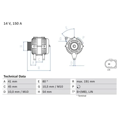Kuva BOSCH 0 986 083 620 Laturi 14V 150A FORD: Galaxy Mk2 MPV, MONDEO 4 Turnier, S Max Mk1