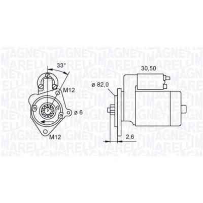 Kuva MAGNETI MARELLI 063721392010 Starttimoottori 12 2 9 AUDI: A6 C6 Avant, A4 B7 Sedan, SKODA: Superb II Farmari