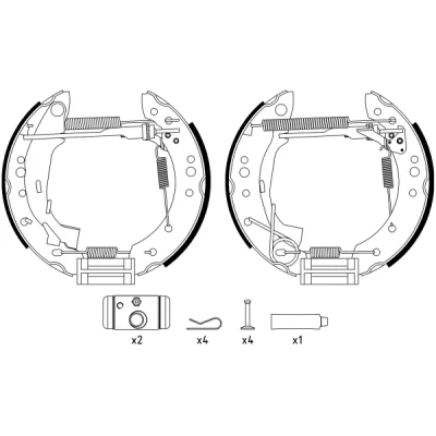 Kuva TEXTAR Shoe Kit Pro 84059801 Jarrukenkäsarja, Rumpujarru Pyörän jarrun sylinterillä, Säätöelementillä