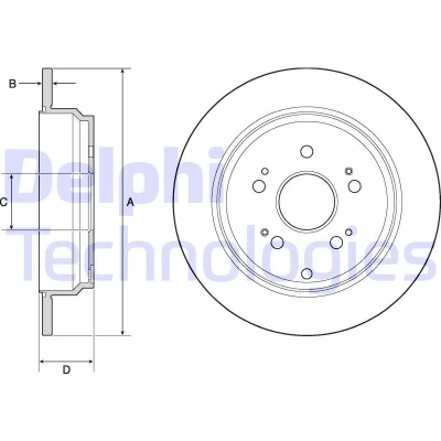 Kuva DELPHI BG4694C Jarrulevyt 302 10 5 täysi pinnoitettu käsittelemätön ilman pyöränlaakeria, ABS sensorirengasta HONDA: CR V 3, 4