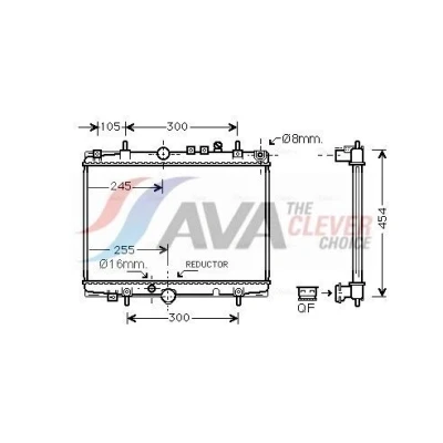 Kuva AVA COOLING SYSTEMS PE2235 Jäähdytin Alumiini 580mm 538, 545mm 32, 26mm Ilman nestesäiliötä Jäähdytysrivat juotetut