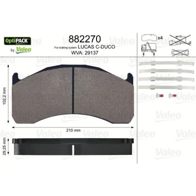 Kuva VALEO OPTIPACK 882270 Jarrupalat Ilman kulumisenilmaisinta varmistusruuvisarjalla