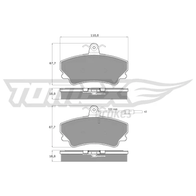 Kuva TOMEX brakes TX 13 48 Jarrupalat Etuakseli Sis. kulumisenilmaisimen RENAULT: ESPACE 2