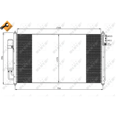 Kuva NRF EASY FIT 35878 Ilmastoinnin Lauhdutin Tiivisterenkaalla 15,5 10,1 Alumiini 720