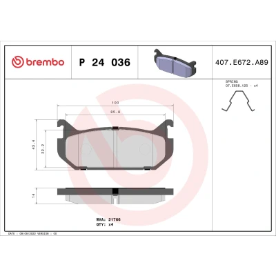 Kuva BREMBO P 24 036 Jarrupalat Ilman kulumisenilmaisinta Tarvikkeilla MAZDA: 626 IV Sedan
