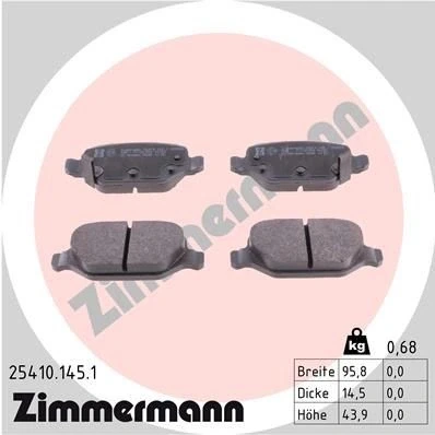 Kuva ZIMMERMANN 25410.145.1 Jarrupalat akustisella kulumavaroittimella Valokuva vastaa toimituslaajuutta FIAT: Panda III Hatchback