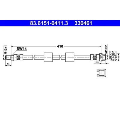 Kuva ATE 83.6151 0411.3 Jarruletku 410 M10x1 BMW: 5 Sedan, Touring