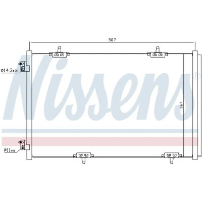 Kuva NISSENS 940333 Ilmastoinnin Lauhdutin Vedenerottimella Alumiini 587 R 134a