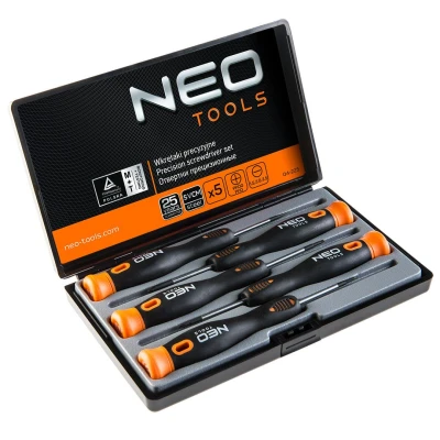 Kuva NEO TOOLS 04 225 Ruuvimeisselisarja 5 SL1.5, SL2, SL2.5, PH00, PH0 Muovilaukku