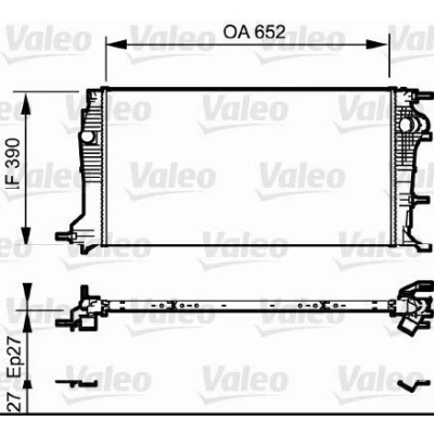 Kuva VALEO 735182 Jäähdytin Alumiini 652 390 27 Jäähdytysrivat mekaan. kiinnitetyt RENAULT: MEGANE 3 Grandtour