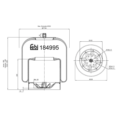 Kuva FEBI BILSTEIN 184995 Metallipalje, ilmajousitus Taka akseli MERCEDES BENZ: ATEGO 2