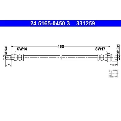 Kuva ATE 24.5165 0450.3 Jarruletku 450 M10x1 VOLKSWAGEN: Kupla