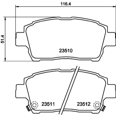 Kuva HELLA 8DB 355 017 081 Jarrupalat akustisella kulumavaroittimella TOYOTA: Corolla IX Hatchback, X Sedan, Station Wagon