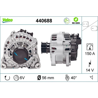 Kuva VALEO 440688 Laturi 14V 150A FORD: C Max 2, FOCUS 3, 3 Turnier