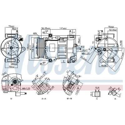 Kuva NISSENS 890758 Ilmastoinnin Kompressori VS16 12 PAG 46 YF R 1234yf FORD: FIESTA 6