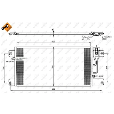 Kuva NRF EASY FIT 35762 Ilmastoinnin Lauhdutin Tiivisterenkaalla 11,7 8,6 Alumiini 712