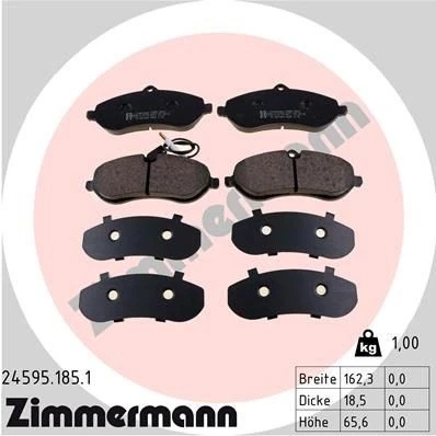 Kuva ZIMMERMANN 24595.185.1 Jarrupalat Sis. kulumisenilmaisimen Valokuva vastaa toimituslaajuutta CITROËN: Jumpy II MPV, Van
