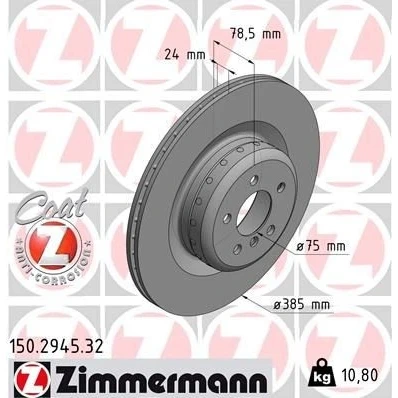 Kuva ZIMMERMANN FORMULA F COAT Z 150.2945.32 Jarrulevyt 385 24 6/5 5 120 tuuletettu sisältä, kaksiosainen jarrulevy pinnoitettu hiiliteräs BMW: X5, X6