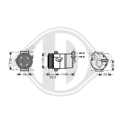 Kuva DIEDERICHS DCK1427 Ilmastoinnin Kompressori CVC6 12 R 134a Climate OPEL: Zafira B