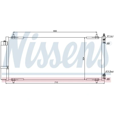 Kuva NISSENS 94830 Ilmastoinnin Lauhdutin Vedenerottimella Alumiini 710 R 134a CITROËN: C5 II Farmari, III 3, PEUGEOT: 407 SW