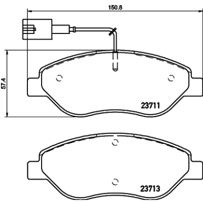 Kuva HELLA 8DB 355 020 561 Jarrupalat kulumisvaroitinkoskettimella Jarrusatulan ruuveilla Tarvikkeilla FIAT: BRAVO 2, Stilo Multi Wagon, Hatchback