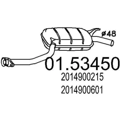 Kuva MTS 01.53450 Keskimmäinen Äänenvaimennin 930 MERCEDES BENZ: 190