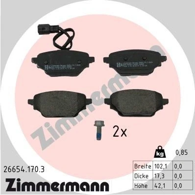 Kuva ZIMMERMANN 26654.170.3 Jarrupalat Sis. kulumisenilmaisimen Ruuveilla Valokuva vastaa toimituslaajuutta