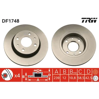 Kuva TRW DF1748 Jarrulevyt 239 12 4 98 täysi Lakattu LADA: Nova Sedan, StW