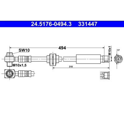 Kuva ATE 24.5176 0494.3 Jarruletku 494 M10x1 OPEL: Insignia A Sports Tourer