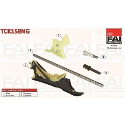 Kuva FAI AutoParts TCK158NG Jakoketjusarja ilman tiivisteitä, hammaspyöriä Yksinkertainen, Niittiketju BMW: 3 Sedan, 5 Touring, Touring