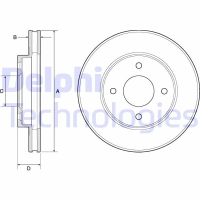 Kuva DELPHI BG4742C Jarrulevyt 238 22 4 Tuuletettu pinnoitettu käsittelemätön ilman pyöränlaakeria, ABS sensorirengasta NISSAN: Tiida Sedan, MICRA 3