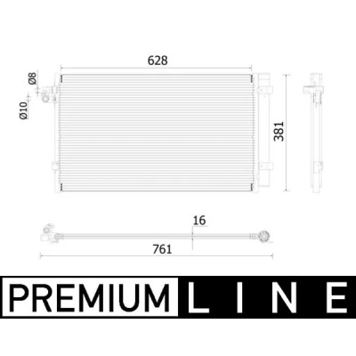 Kuva MAHLE ORIGINAL AC 99 000P Ilmastoinnin Lauhdutin Ilman tiivisteitä Vedenerottimella 10 8 628