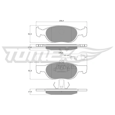 Kuva TOMEX brakes TX 11 87 Jarrupalat Etuakseli Sis. kulumisenilmaisimen FIAT: Punto II Hatchback, Barchetta, BRAVO 1, ALFA ROMEO: GTV, 145, Spider