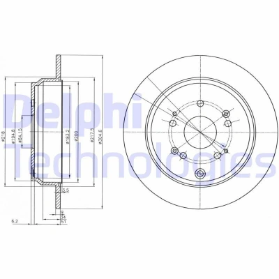 Kuva DELPHI BG4064C Jarrulevyt 304 9 5 täysi pinnoitettu käsittelemätön ilman pyöränlaakeria, ABS sensorirengasta HONDA: CR V 3, 4, 2