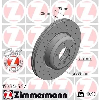 Kuva ZIMMERMANN SPORT COAT Z 150.3465.52 Jarrulevyt 338 26 6/5 5 120 tuuletettu sisältä, reijitetty pinnoitettu hiiliteräs BMW: 3 Touring, Sedan, Coupe