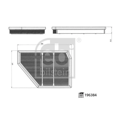 Kuva FEBI BILSTEIN 196384 Ilmansuodatin 35,5mm 197mm 288mm Suodatinpanos BMW: X5